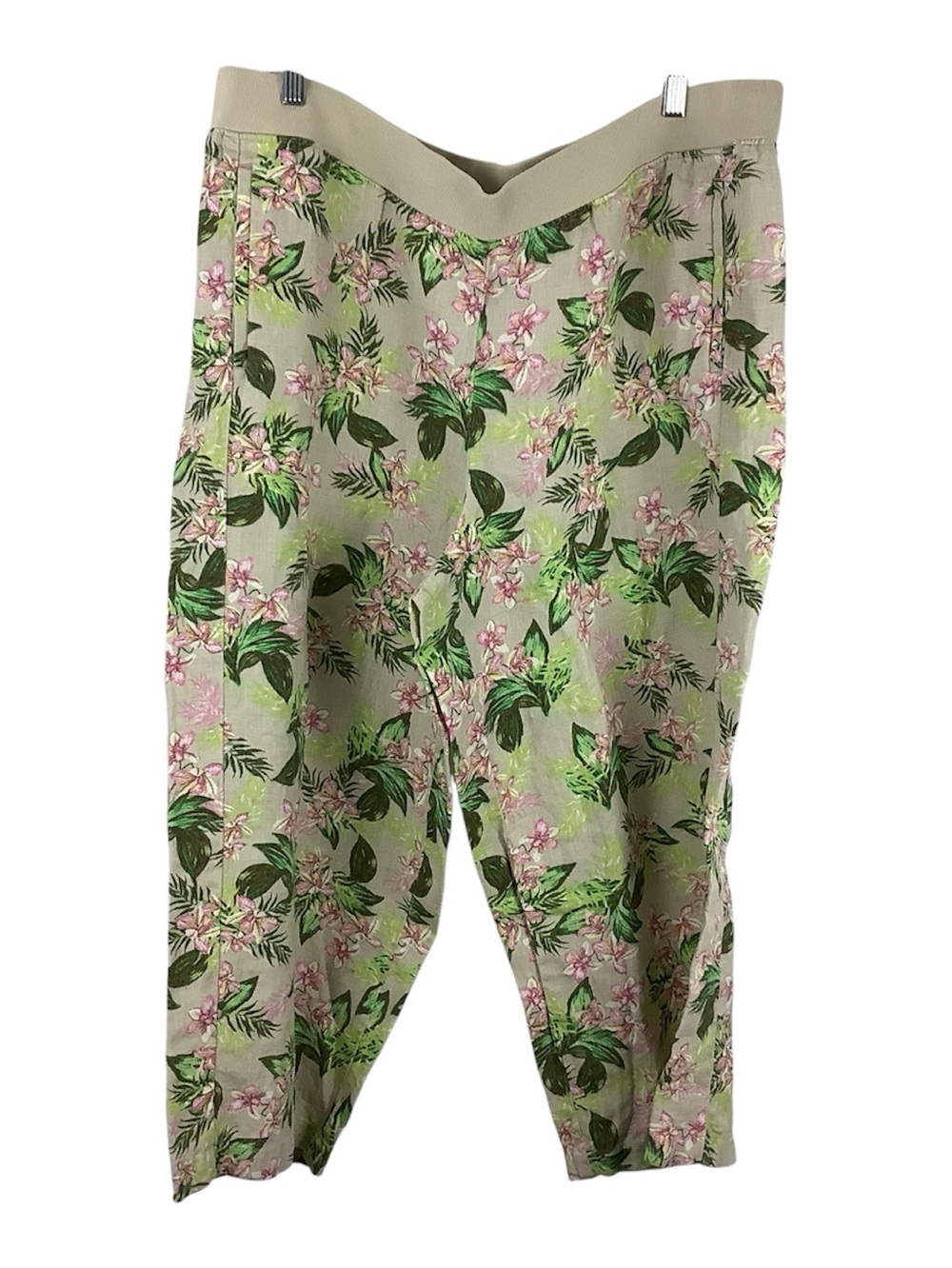 J.Jill Love Linen Tropical Print Cropped Pants XL
